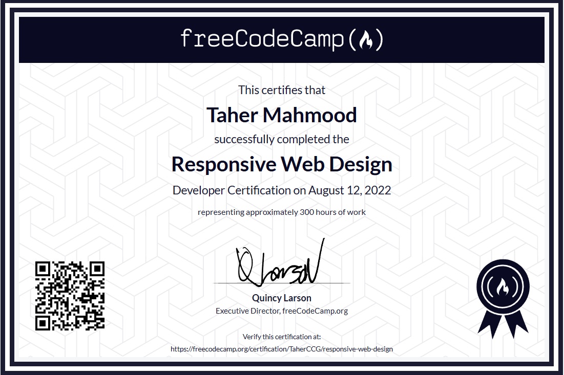 freeCodeCamp, Responsive Web Design Developer Certification