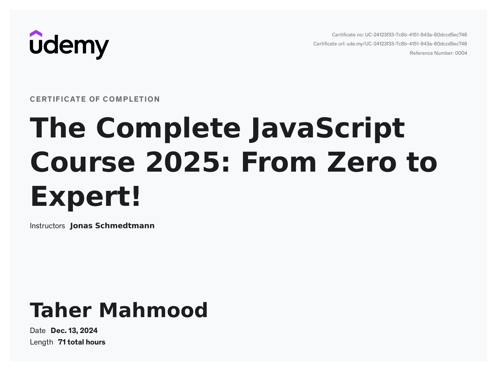 Udemy, The Complete JavaScript Course 2025: From Zero to Expert!